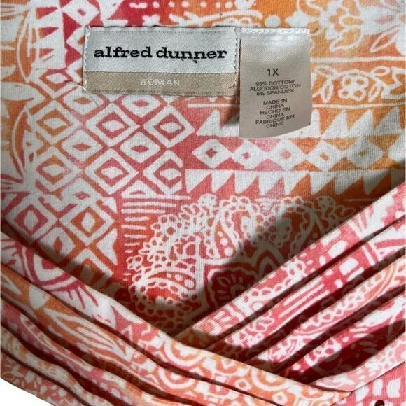 Alfred Dunner Women's Top Beaded Floral Pattern Orange & White Size 1X - Picture 10 of 10